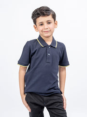 Navy Blue Polo With Tipping Collar
