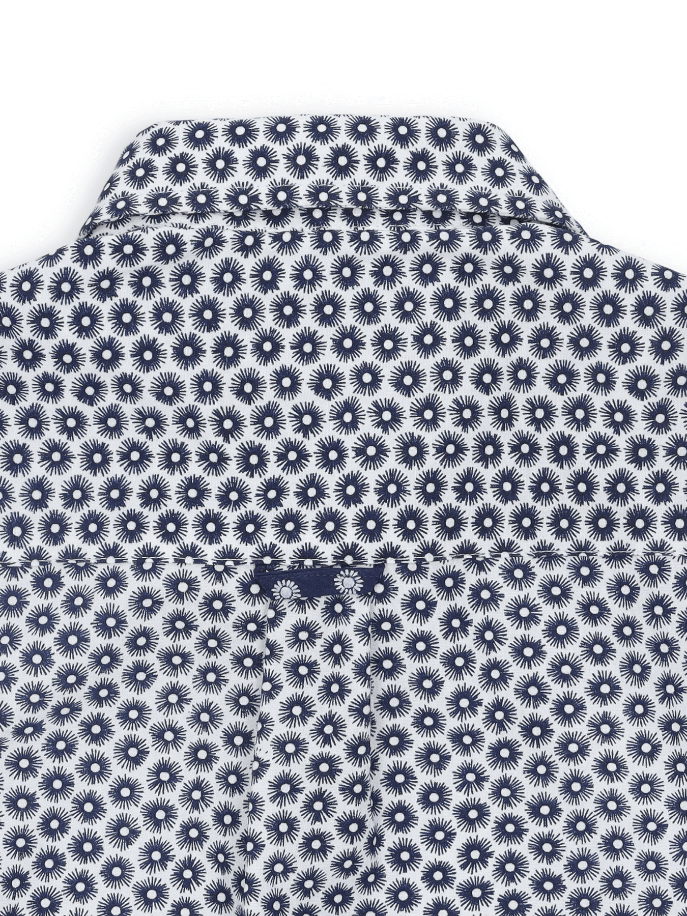 Navy Blue Printed Short Sleeve Casual Shirt