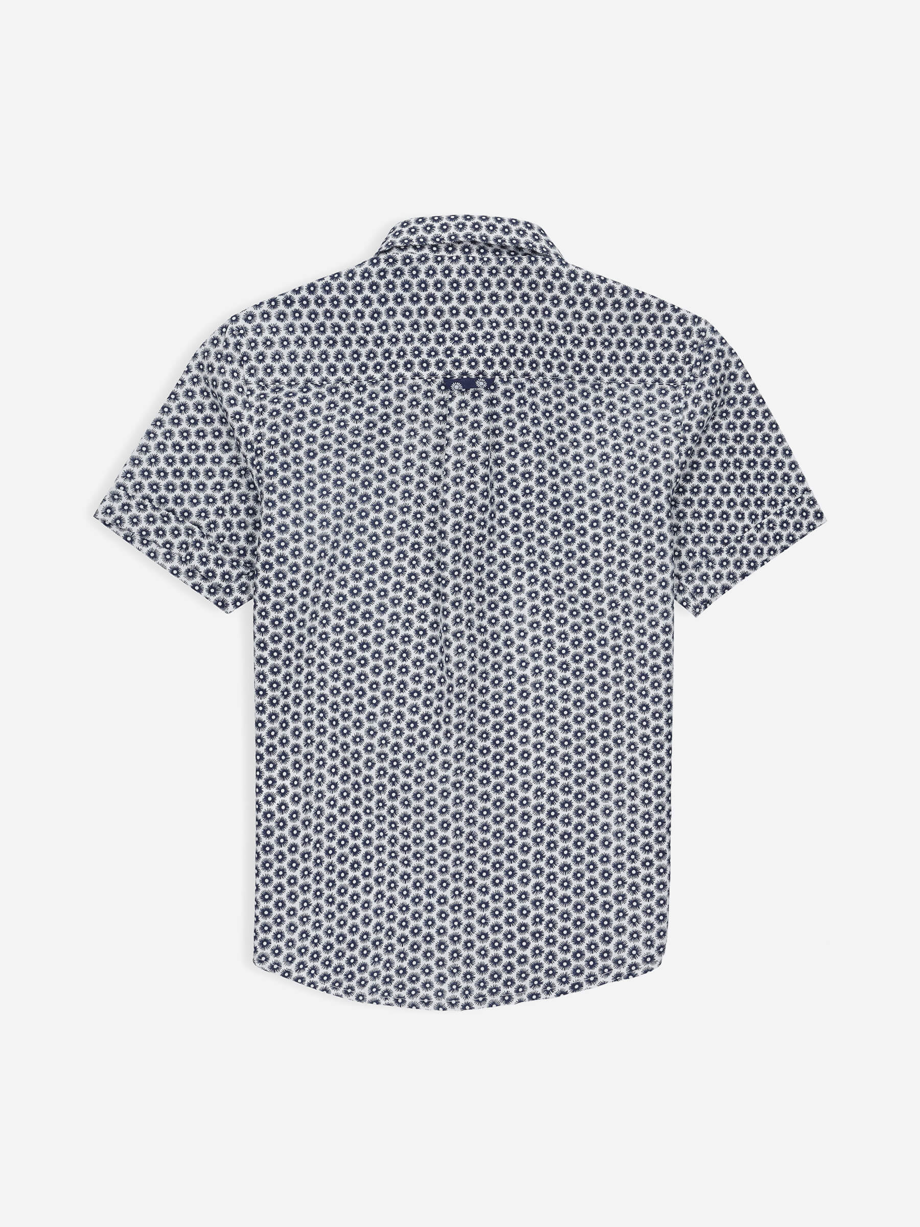 Navy Blue Printed Short Sleeve Casual Shirt