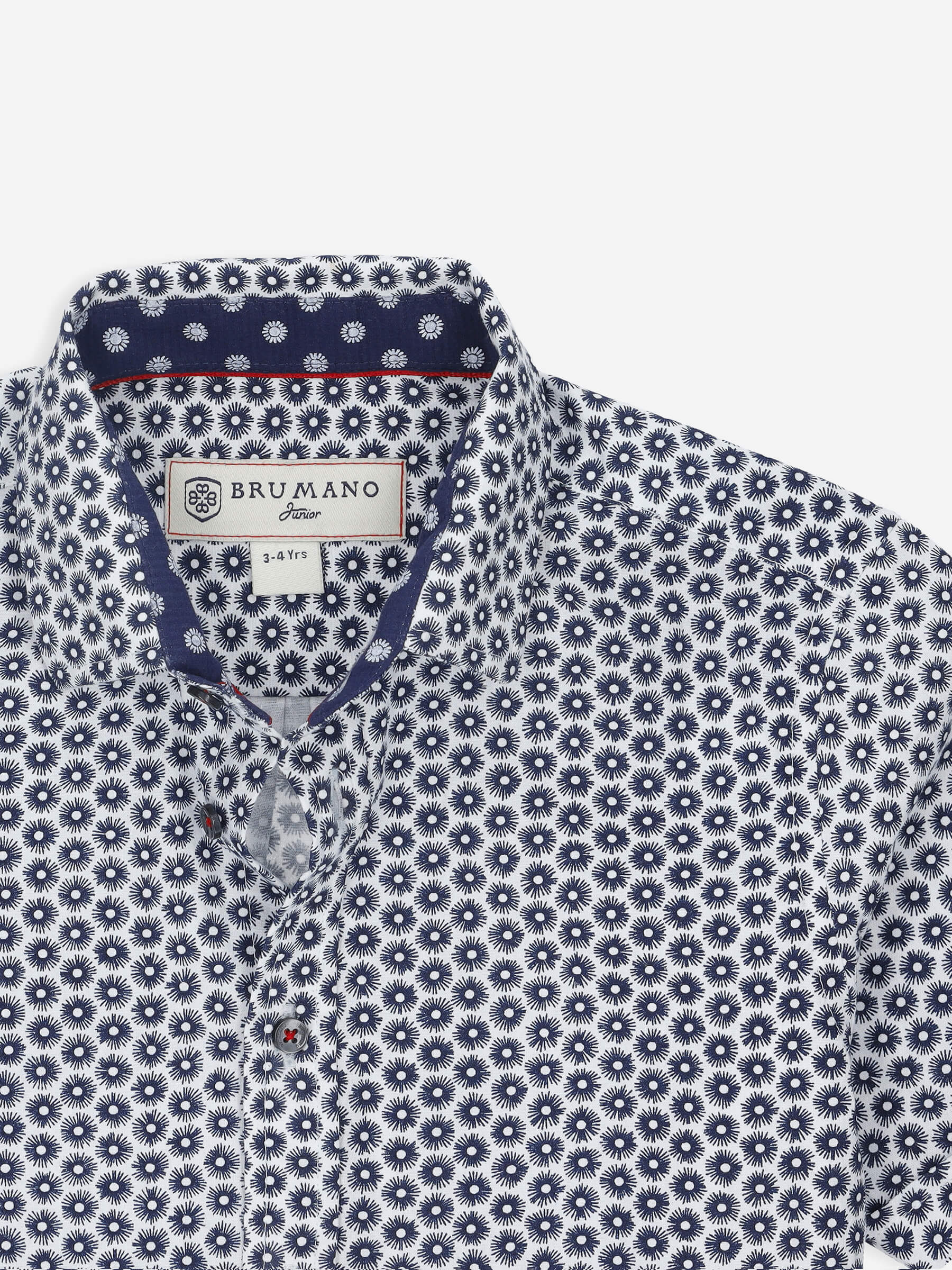 Navy Blue Printed Short Sleeve Casual Shirt
