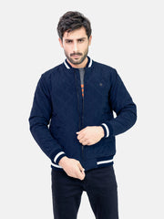 Navy Blue Quilted Sporty Bomber Jacket