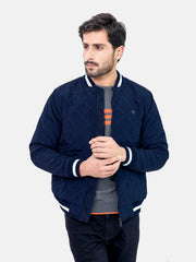 Navy Blue Quilted Sporty Bomber Jacket