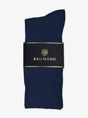 Navy Blue Ribbed Cotton Socks