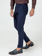 Navy Blue Satin Slimfit Chino
