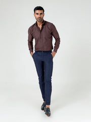Navy Blue Satin Slimfit Chino