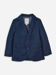 Navy Blue Silk Blended Kids Blazer