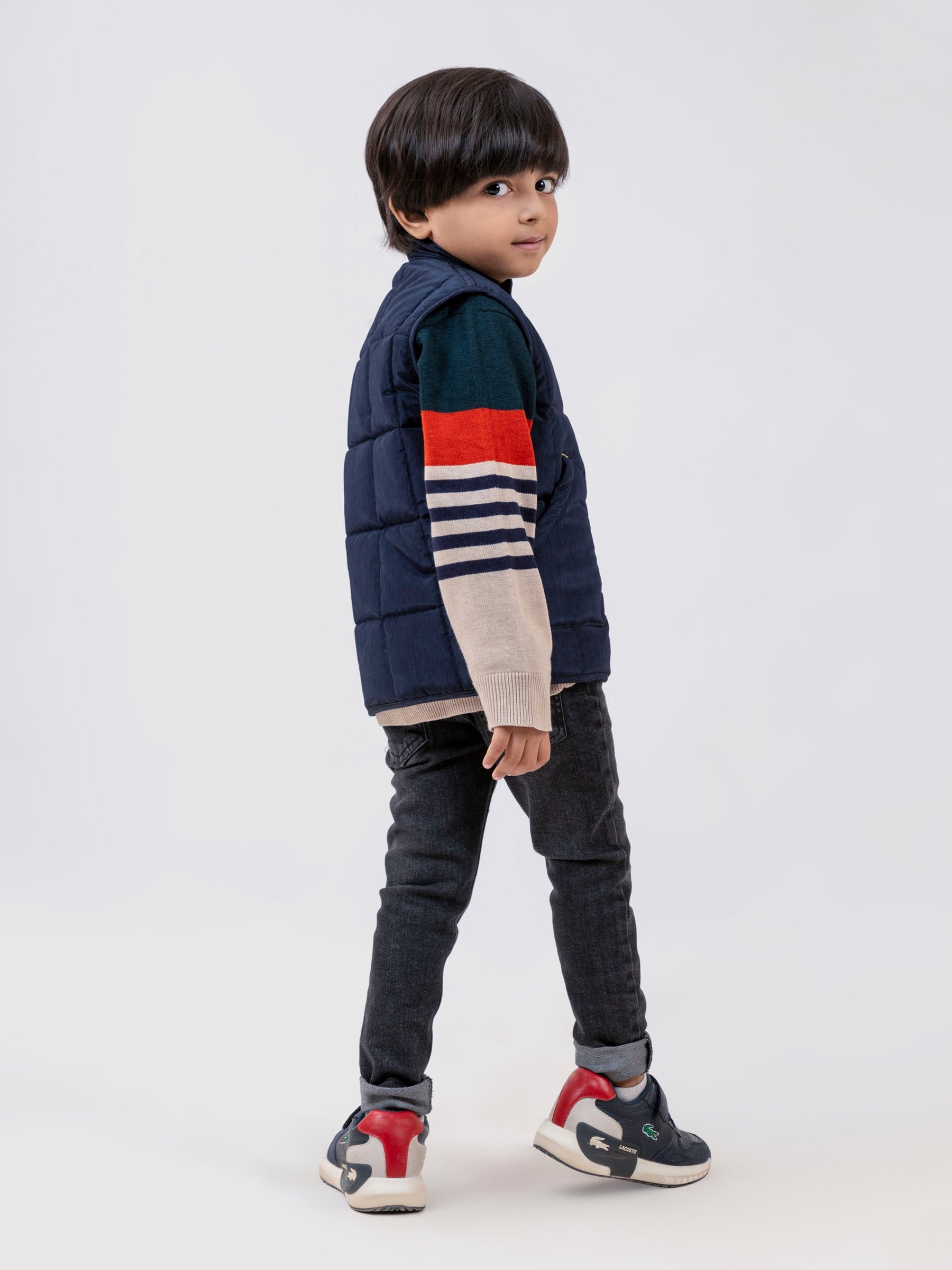 Navy Blue Sleeveless Quilted Casual Gilet