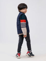 Navy Blue Sleeveless Quilted Casual Gilet