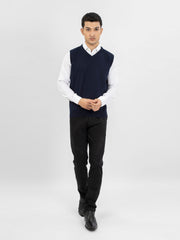 Navy Blue Sleeveless V-Neck Sweater