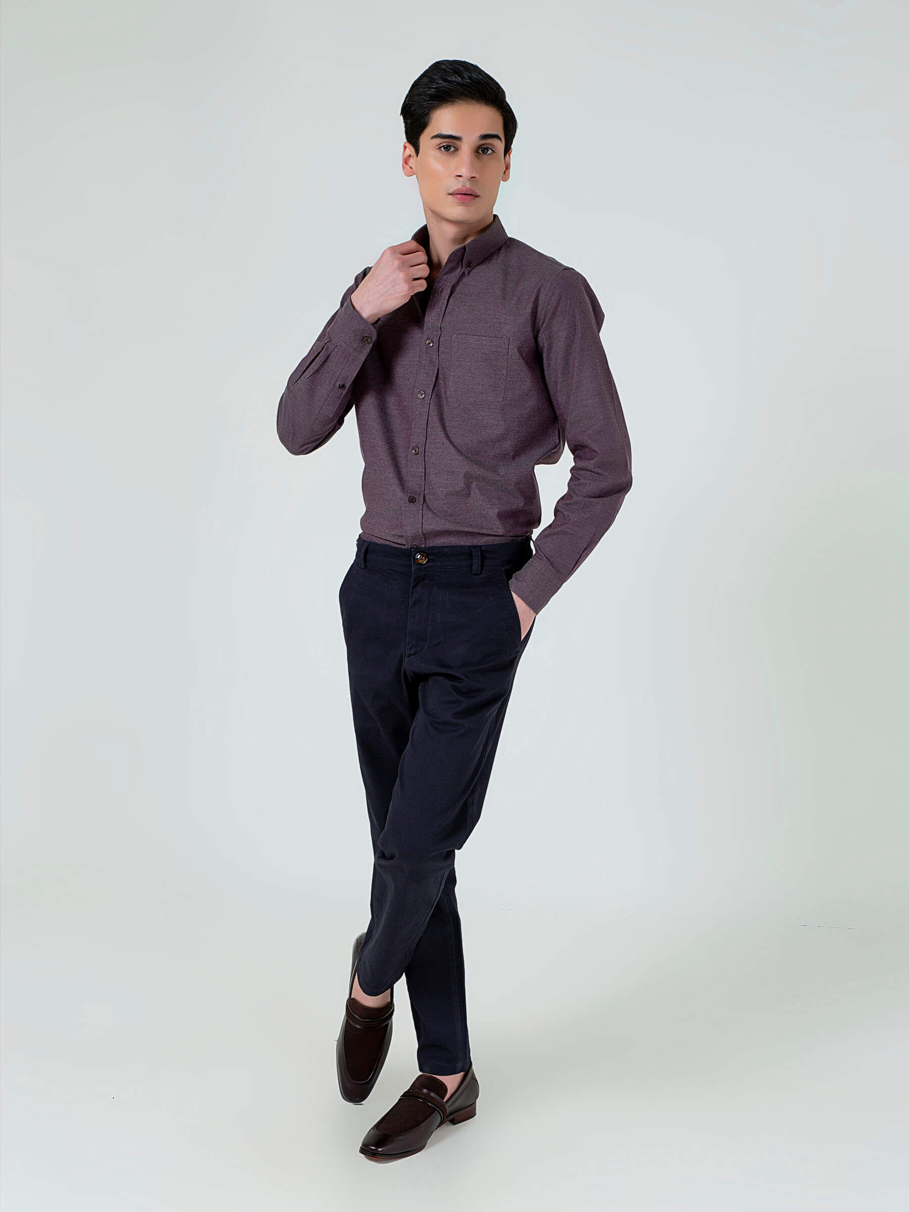 Navy Blue Slimfit Chino With Gurkha Style Buttons