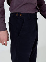 Navy Blue Slimfit Chino With Gurkha Style Buttons