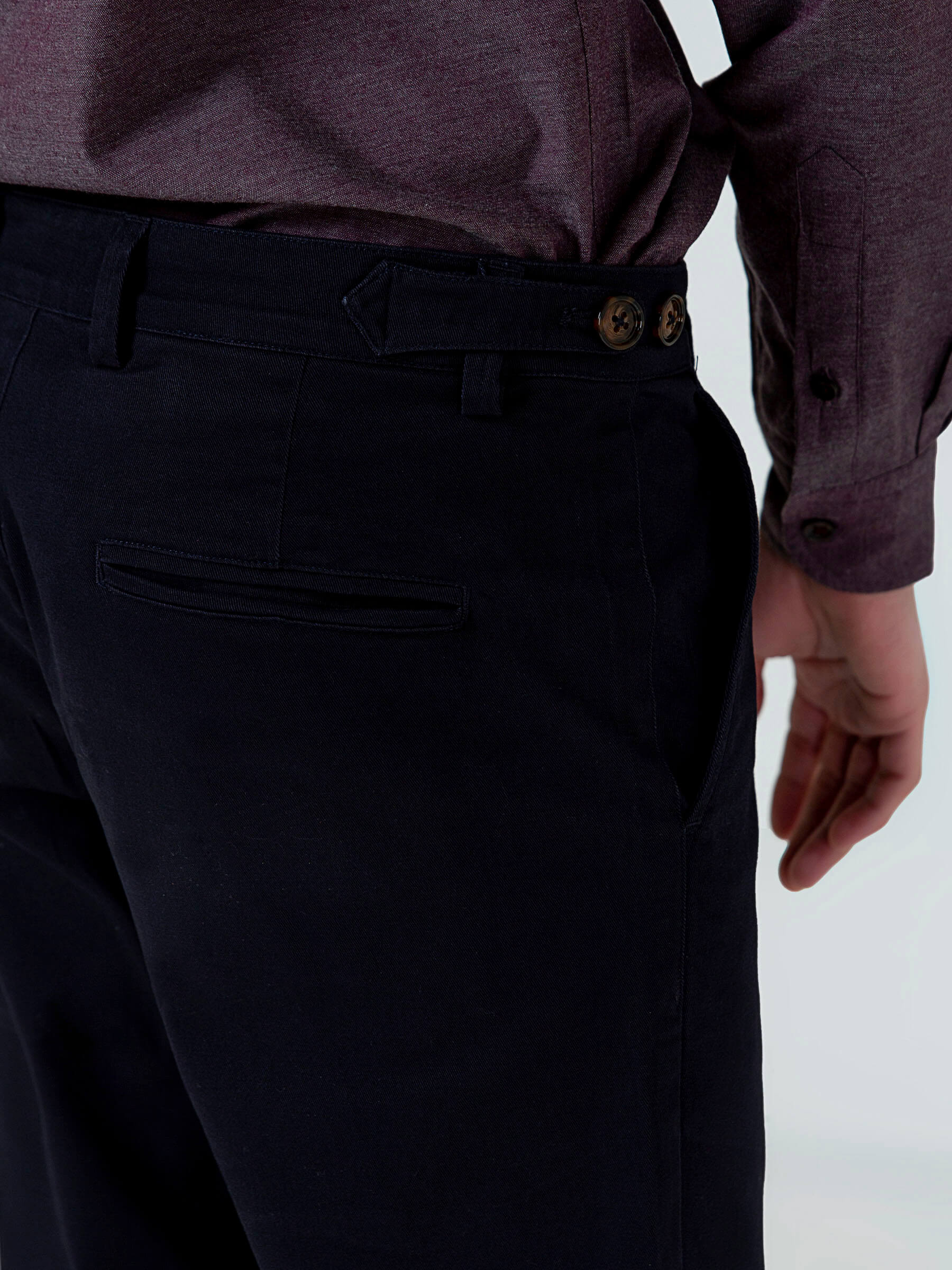 Navy Blue Slimfit Chino With Gurkha Style Buttons
