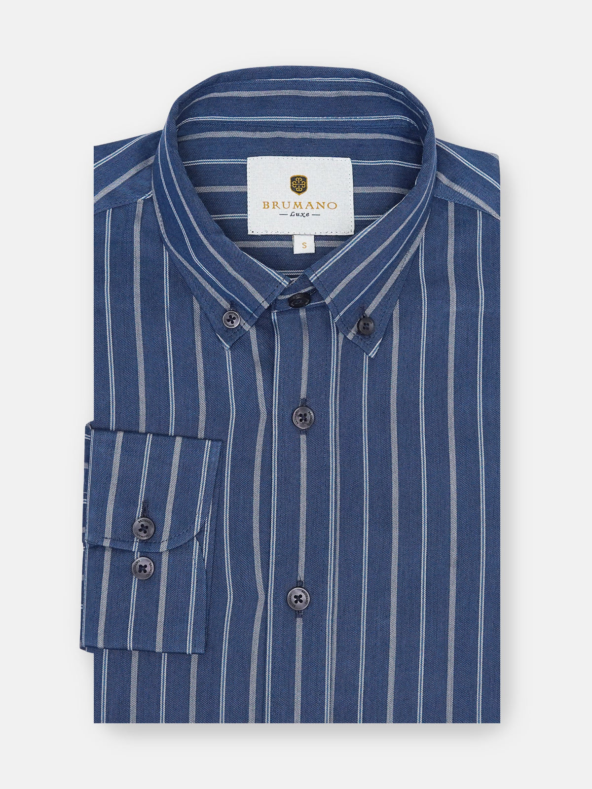 Navy Blue Striped Button Down Shirt