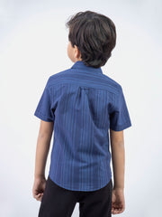 Navy Blue Striped Half Sleeve Casual Shirt