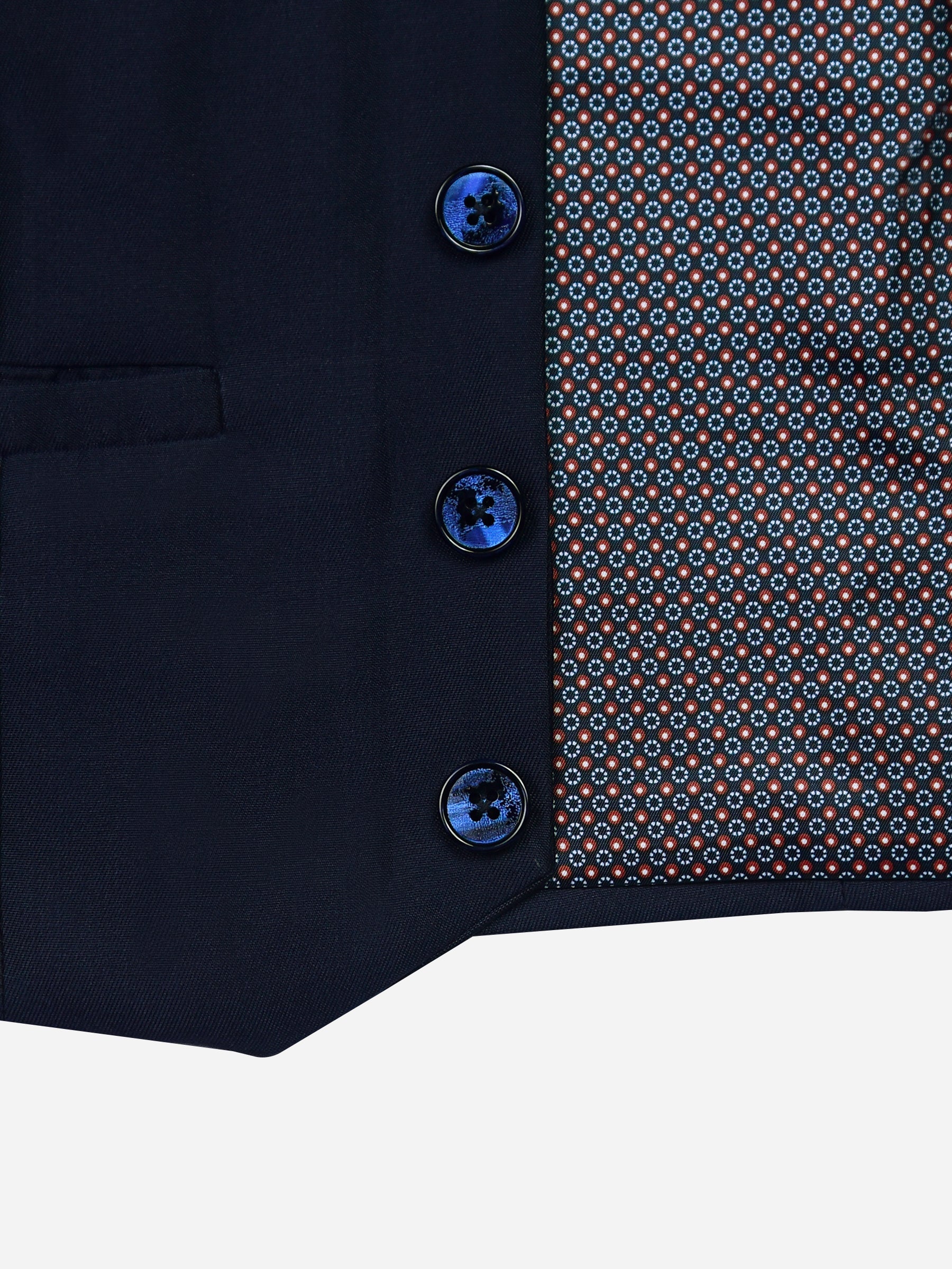 Navy Blue Twill Suit Vest With Bow