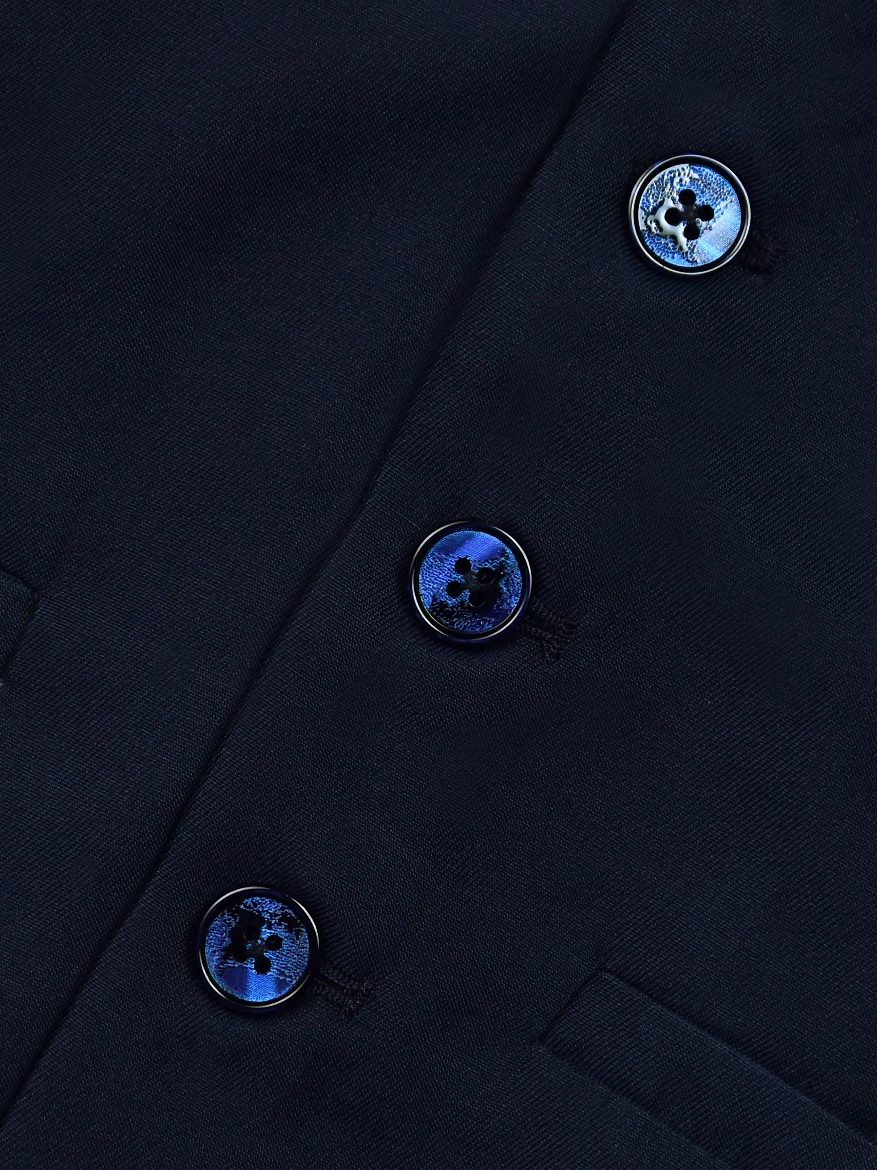 Navy Blue Twill Suit Vest With Bow