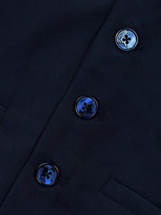 Navy Blue Twill Suit Vest With Bow