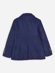Dark Purple Velvet Striped Kids Blazer