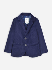 Dark Purple Velvet Striped Kids Blazer