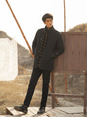Navy Blue Wool Blended Long Coat - Limited Edition