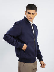Navy Blue Wool Bomber Jacket - Limited Edition