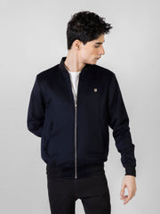 Navy Blue Wool Bomber Jacket