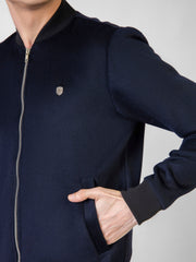 Navy Blue Wool Bomber Jacket