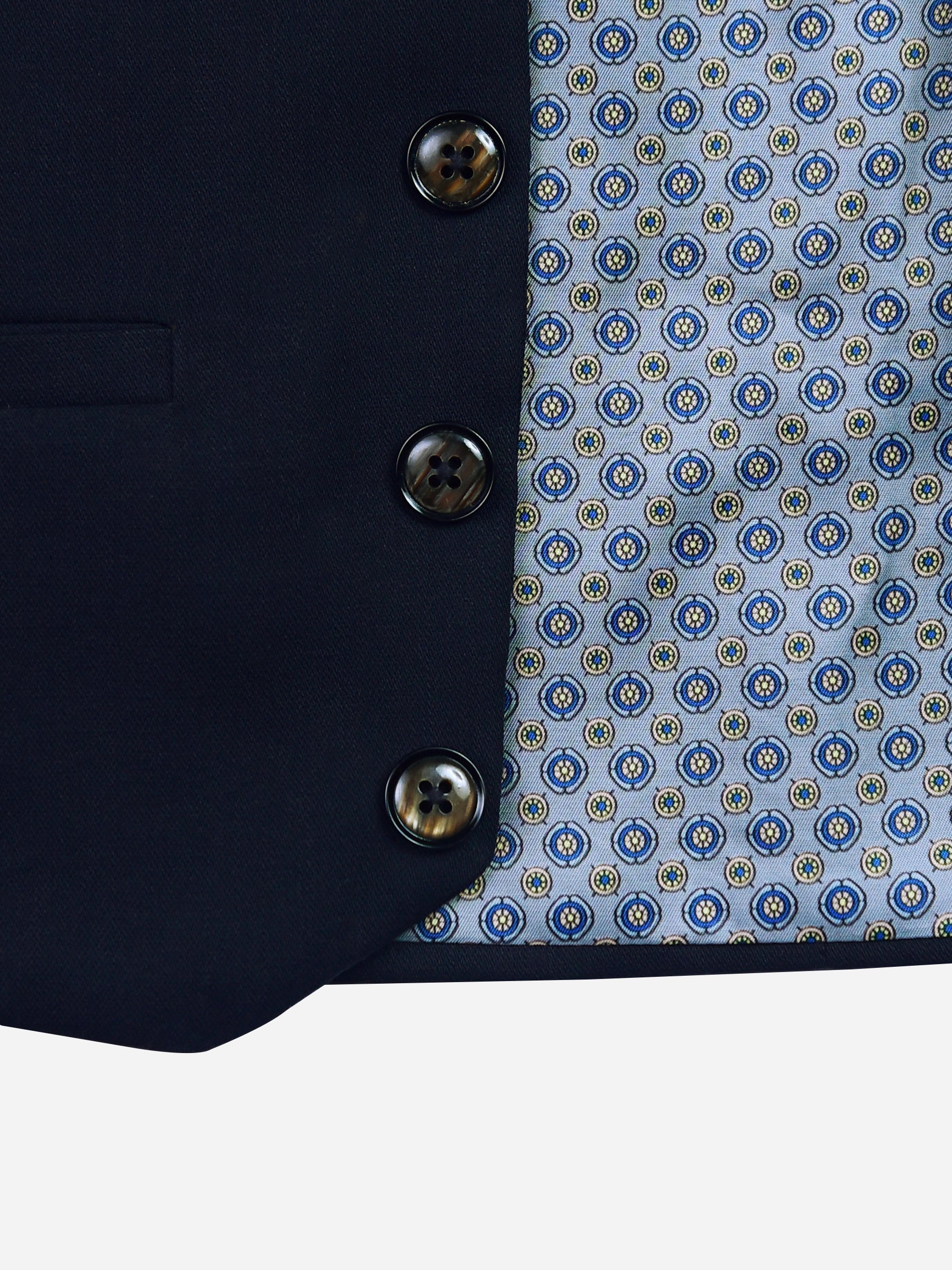 Navy Blue Wool Vest With Bow