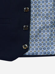 Navy Blue Wool Vest With Bow