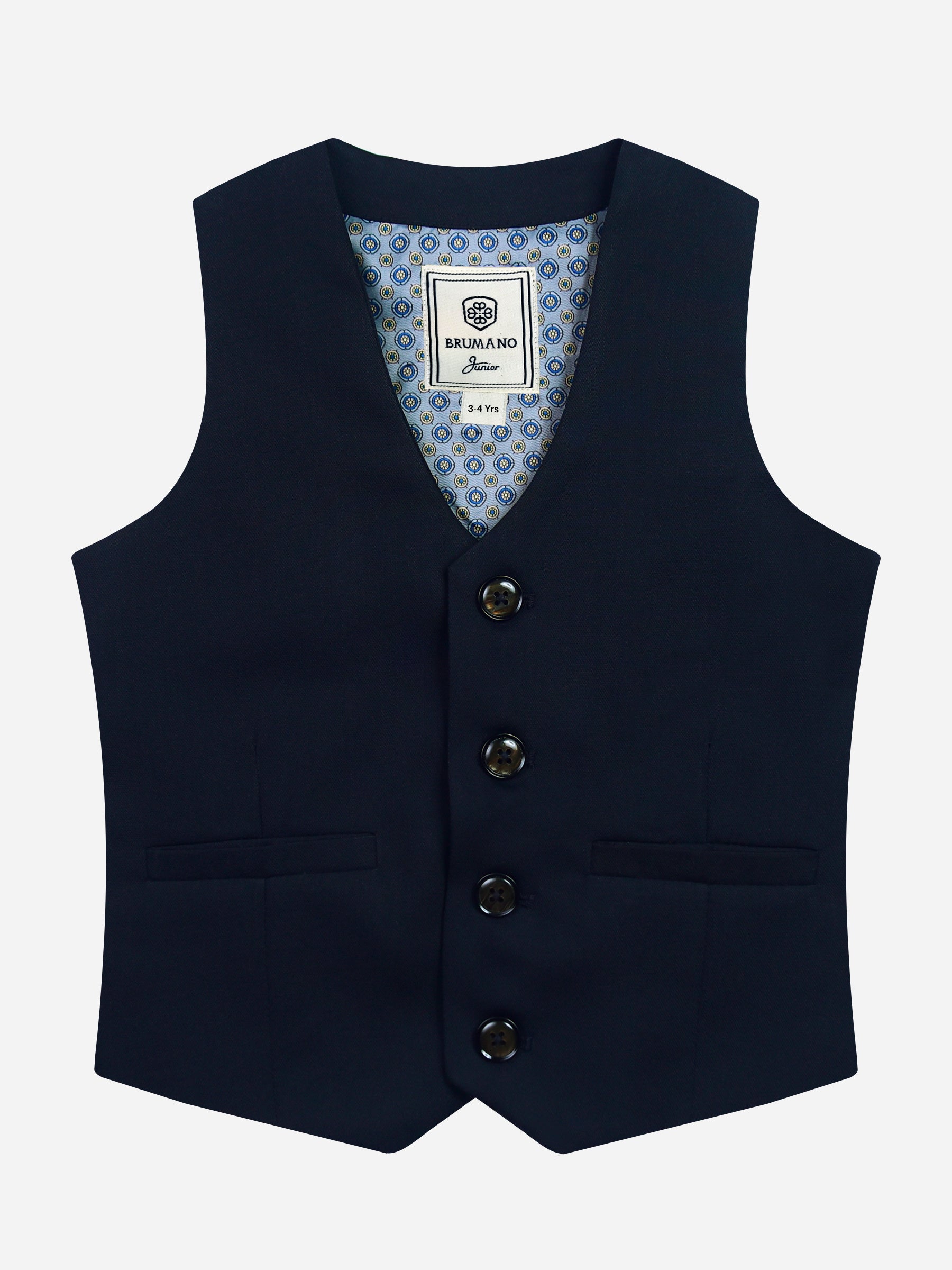 Navy Blue Wool Vest With Bow