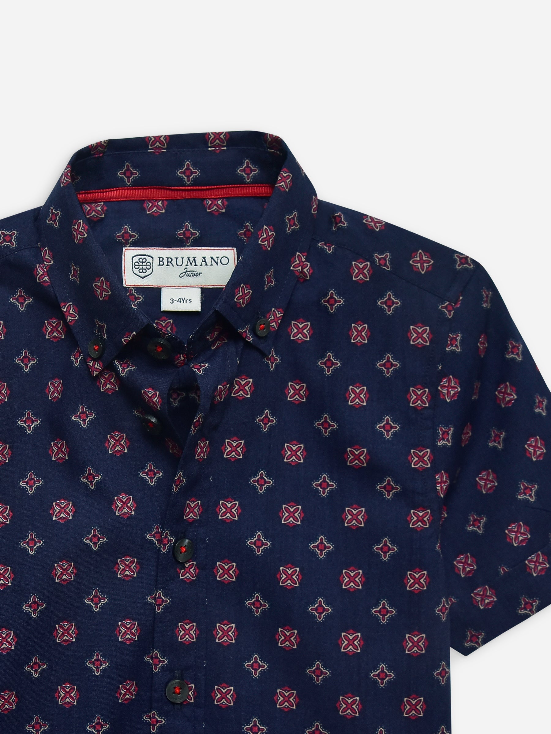 Navy Blue & Magenta Printed Half Sleeve Casual Shirt