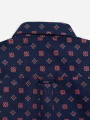 Navy Blue & Magenta Printed Half Sleeve Casual Shirt