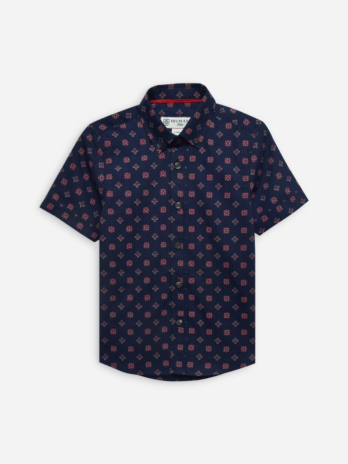 Navy Blue & Magenta Printed Half Sleeve Casual Shirt
