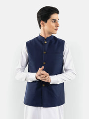 Navy Blue & Black Striped Waistcoat