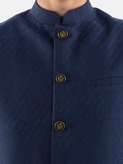 Navy Blue & Black Striped Waistcoat