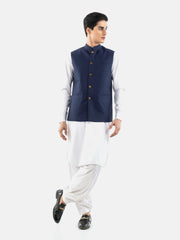 Navy Blue & Black Striped Waistcoat