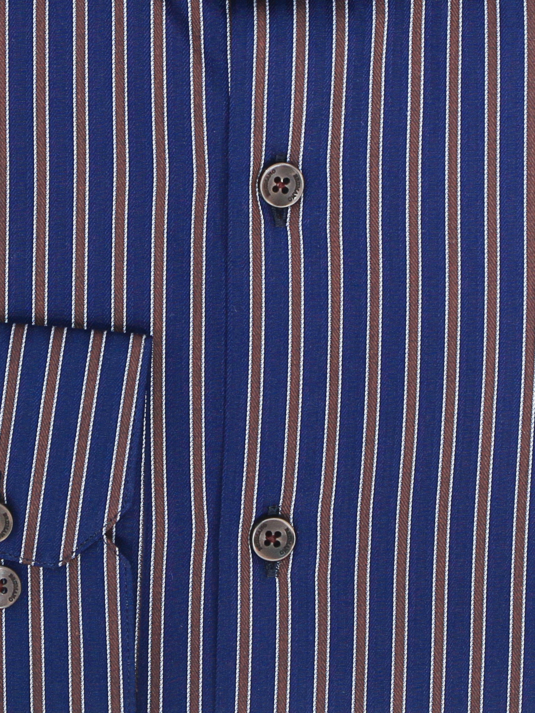 Navy Blue & Brown Bold Striped Shirt