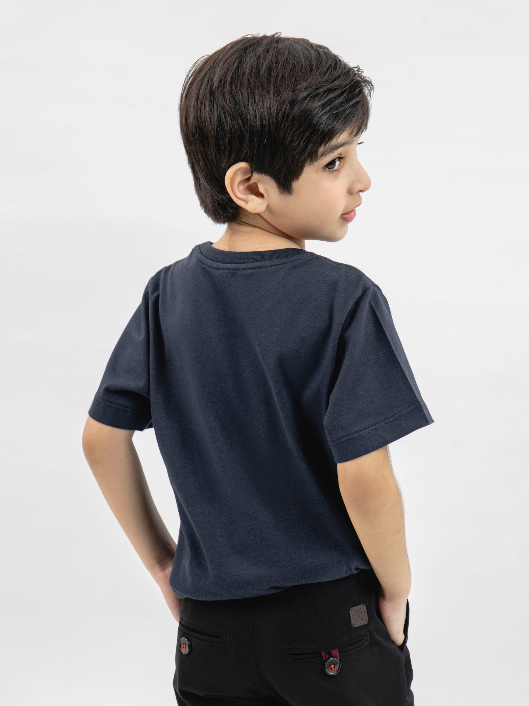Navy Blue 'Good Vibes' Printed Casual T-Shirt
