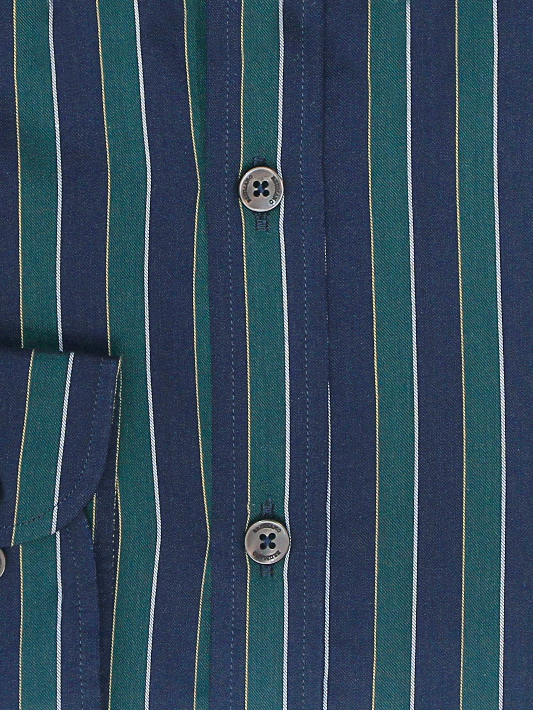 Navy Blue & Green Bold Striped Shirt