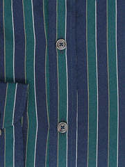 Navy Blue & Green Bold Striped Shirt