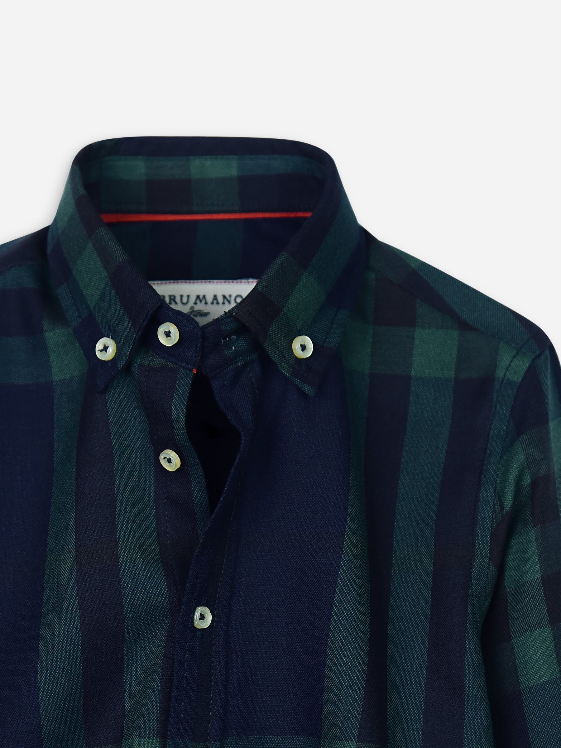 Navy Blue & Green Large Windowpane Checkered Casual Shirt