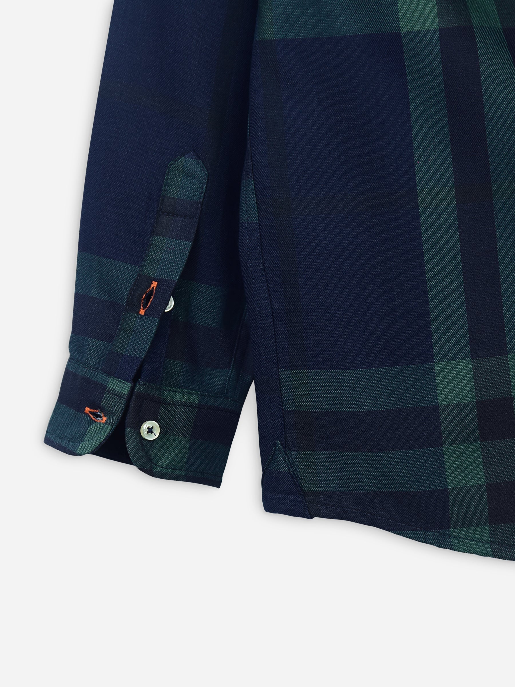 Navy Blue & Green Large Windowpane Checkered Casual Shirt