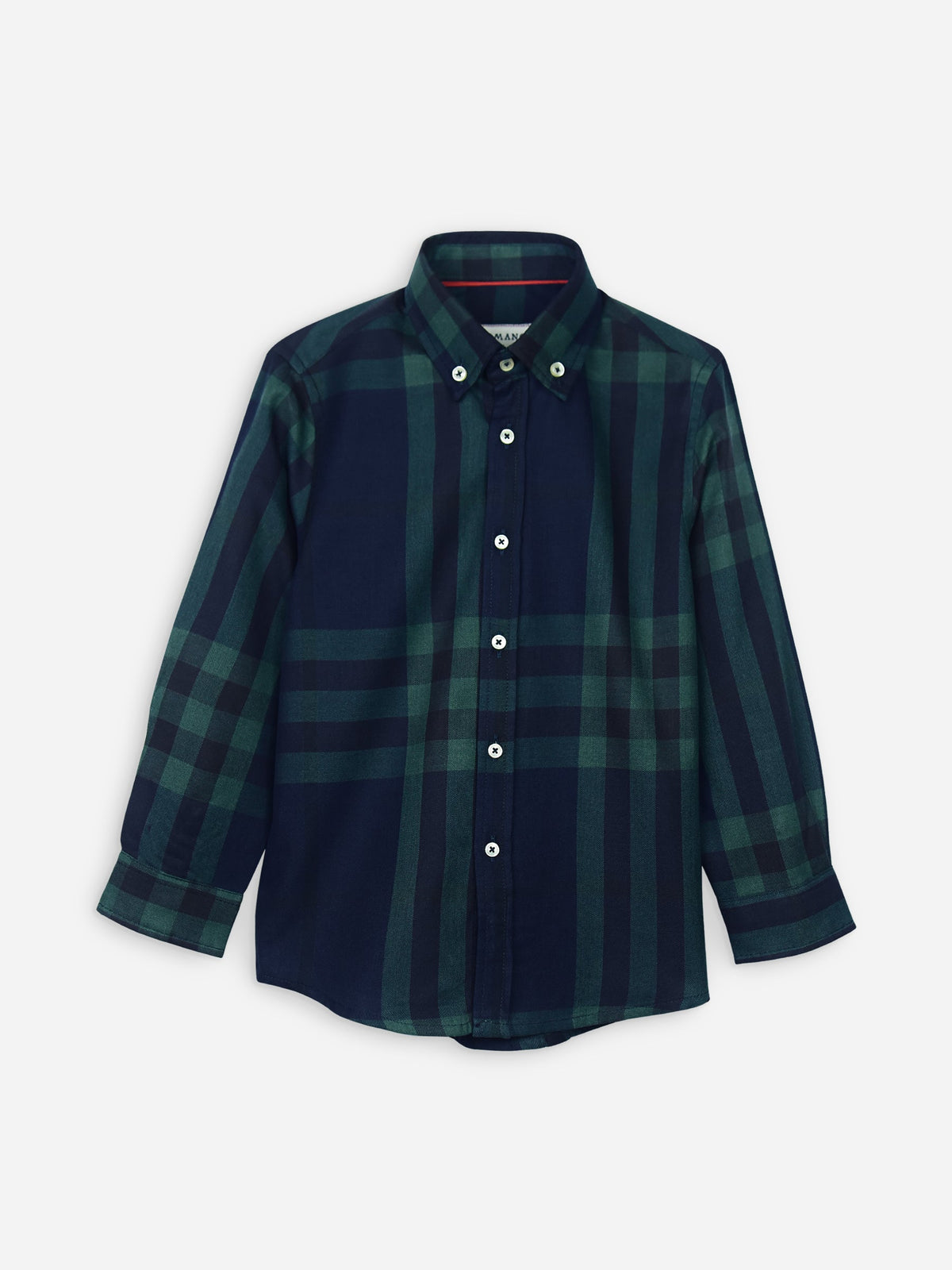 Navy Blue & Green Large Windowpane Checkered Casual Shirt