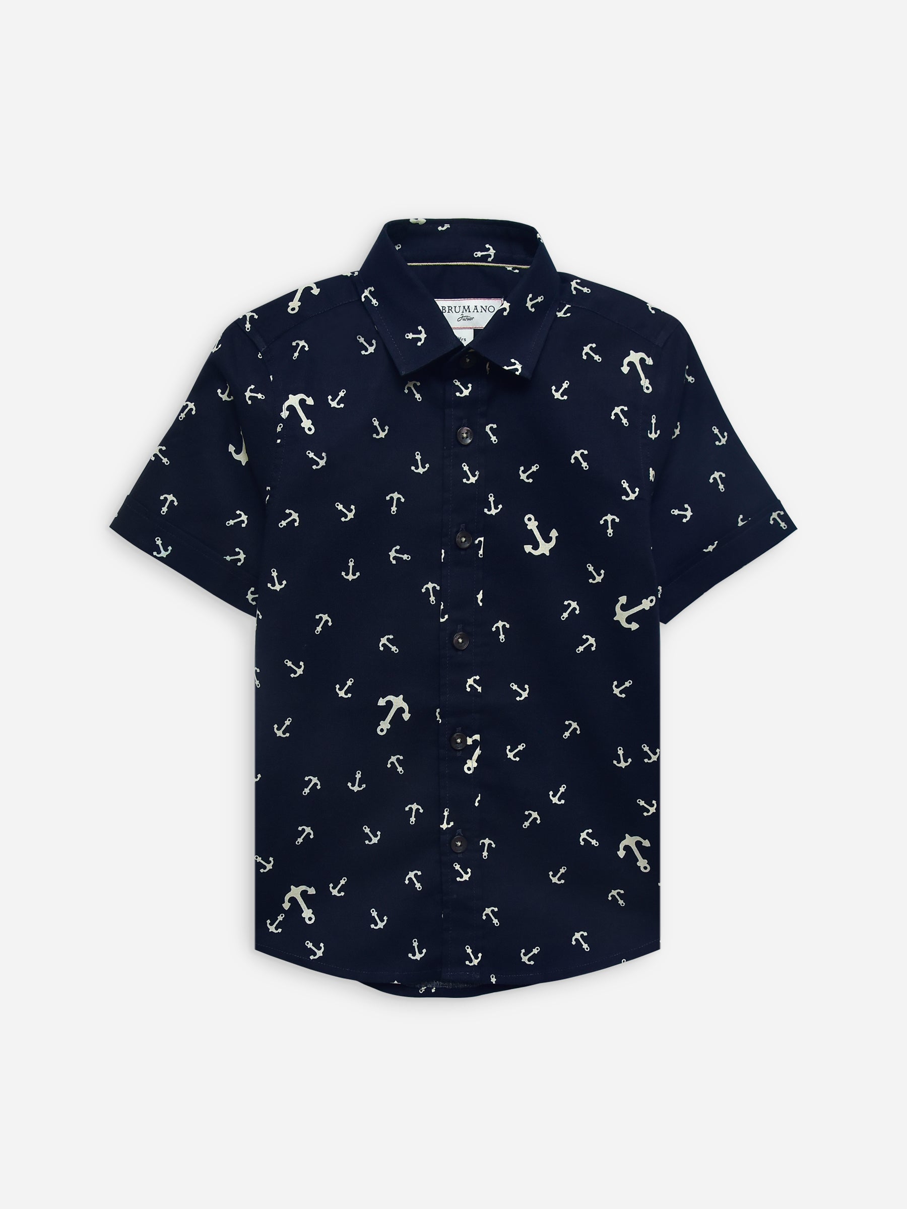 Navy Blue 'Anchor' Printed Half Sleeve Casual Shirt