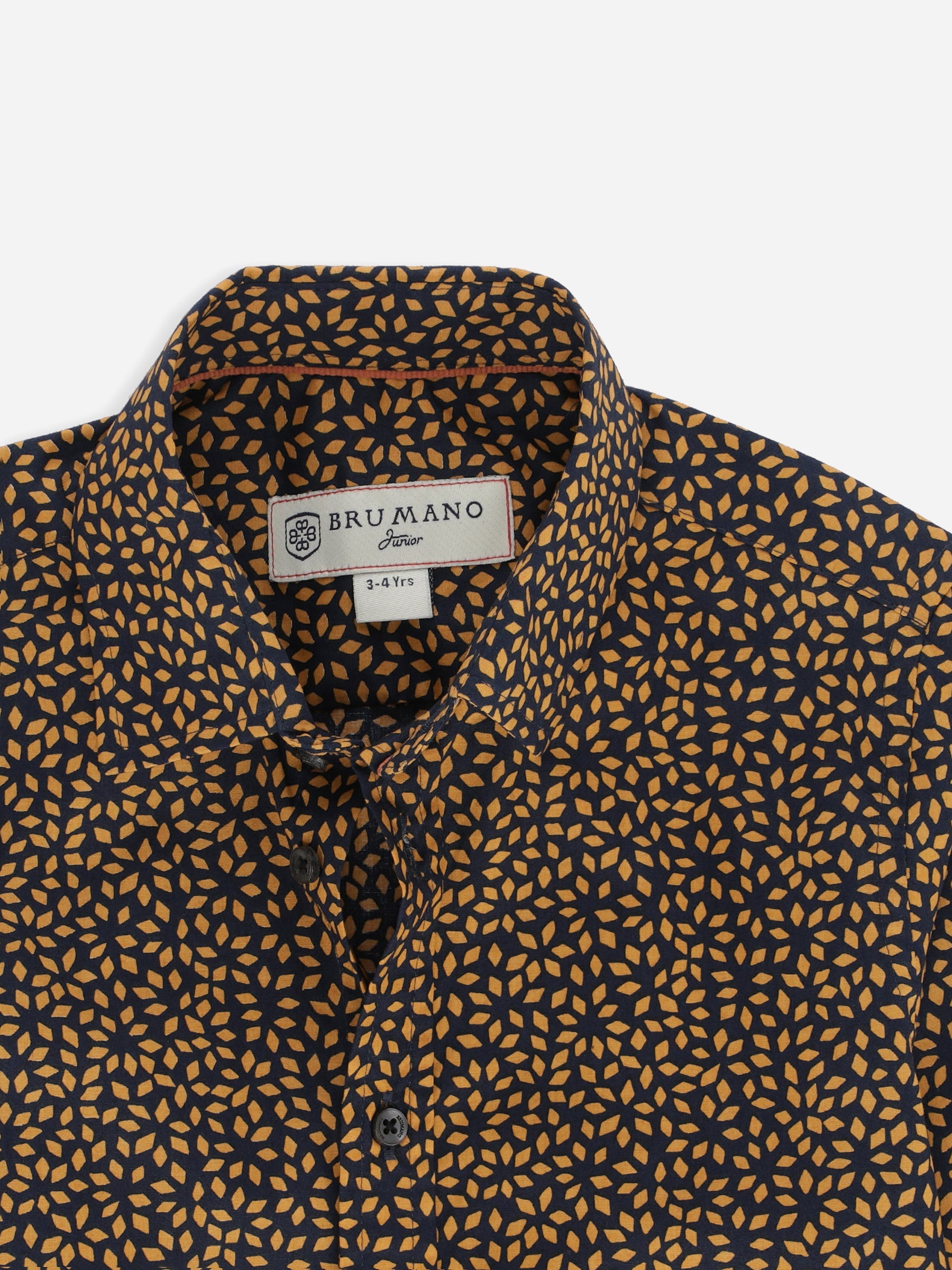 Navy Blue & Mustard Printed Long Sleeve Casual Shirt