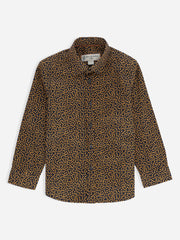 Navy Blue & Mustard Printed Long Sleeve Casual Shirt
