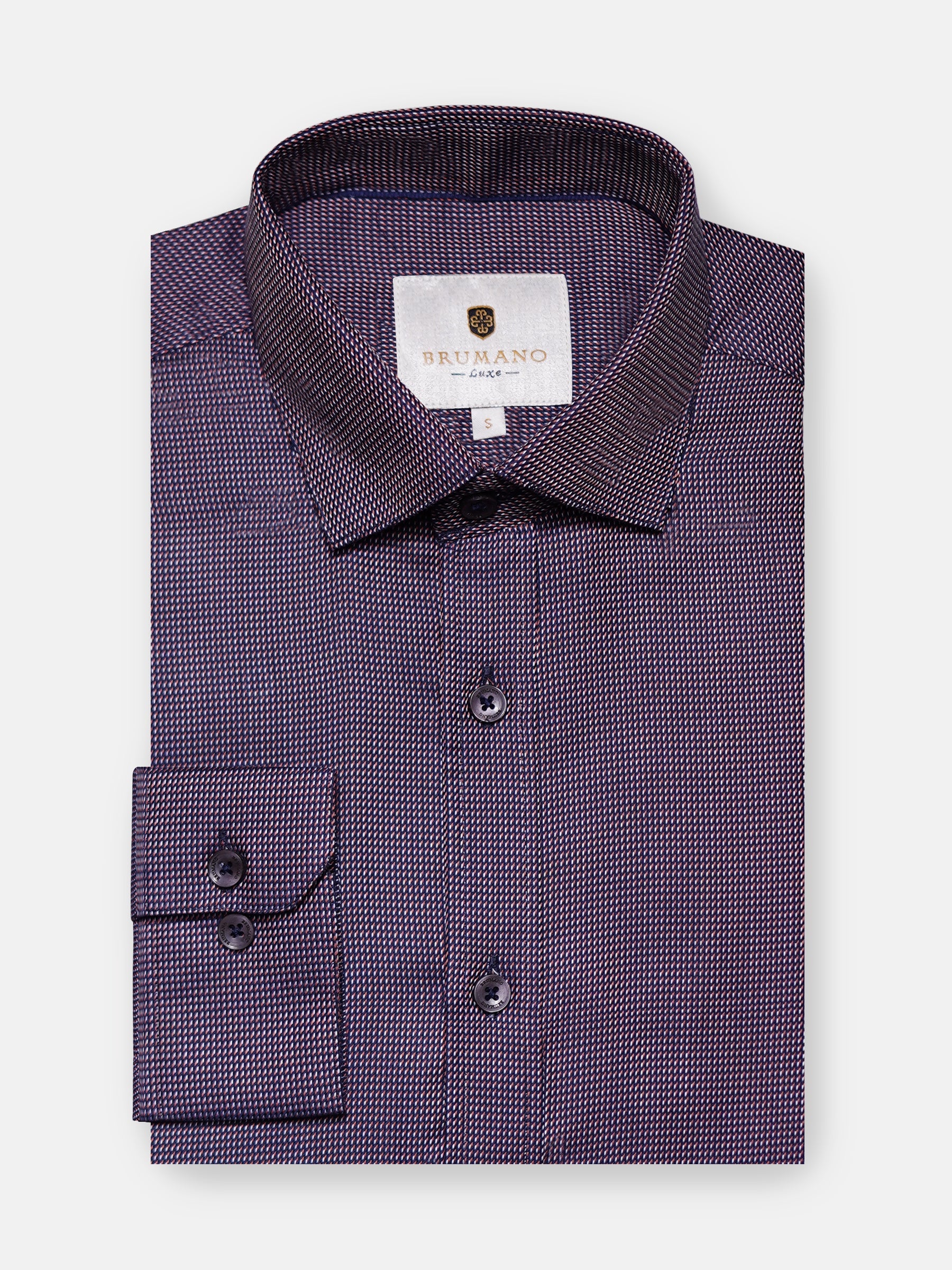 Navy Blue & Orange Dobby Structured Shirt