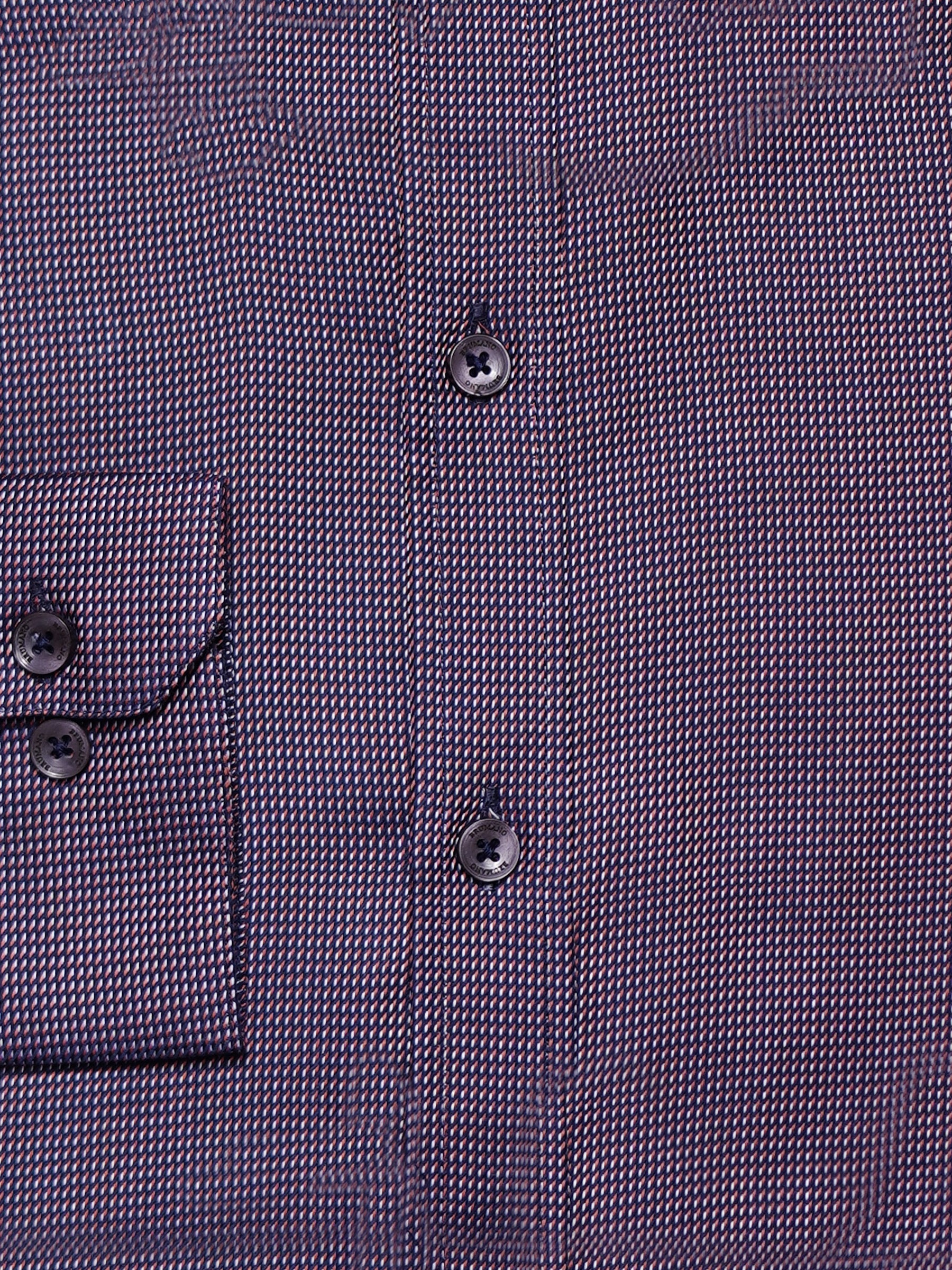 Navy Blue & Orange Dobby Structured Shirt