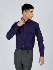 Navy Blue & Purple Diamond Patterned Formal Shirt