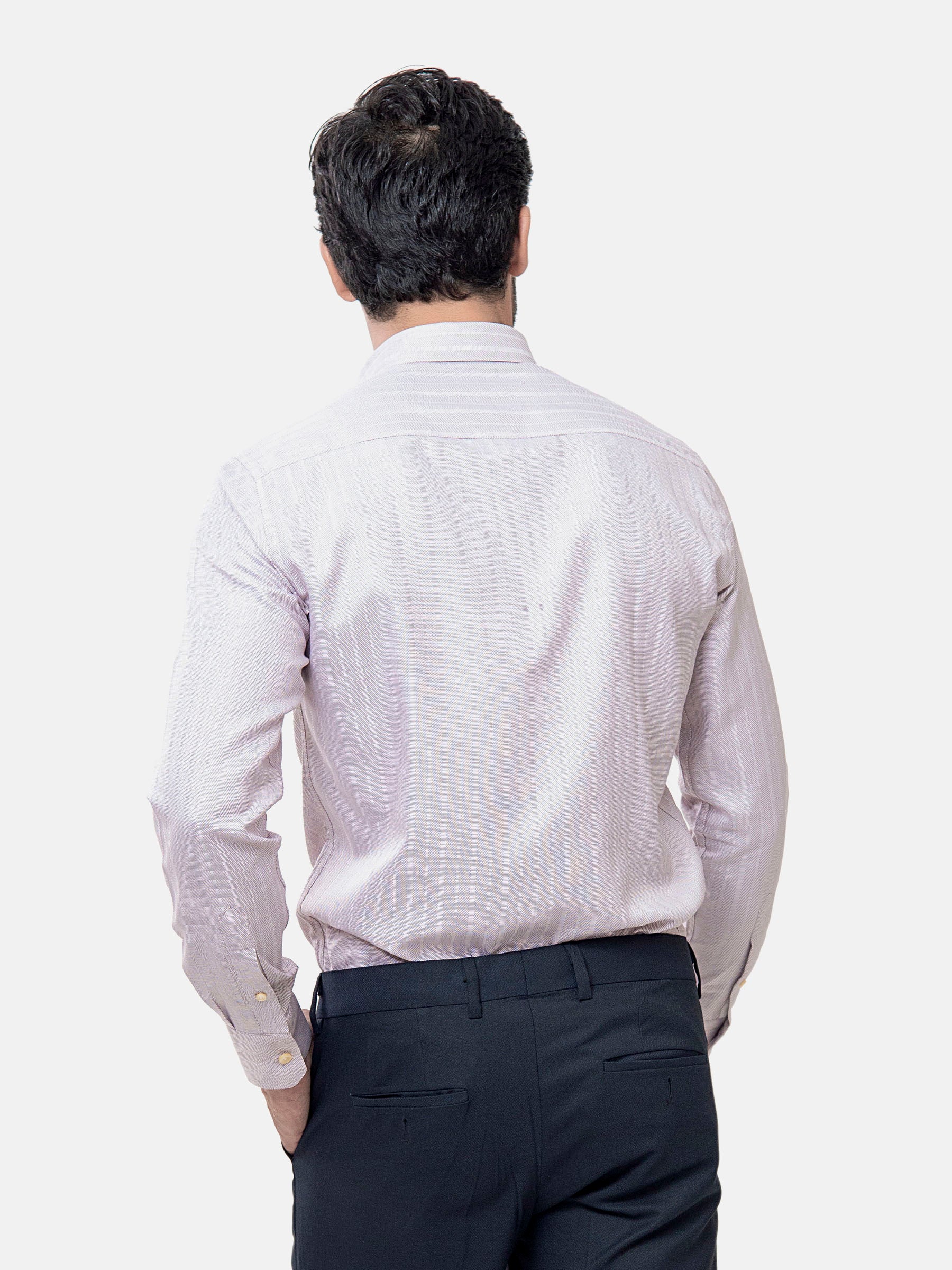 Maroon & White Striped Structured Shirt